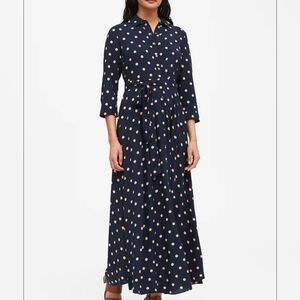 Banana Republic Navy Polka Dot Maxi Dress with Pockets